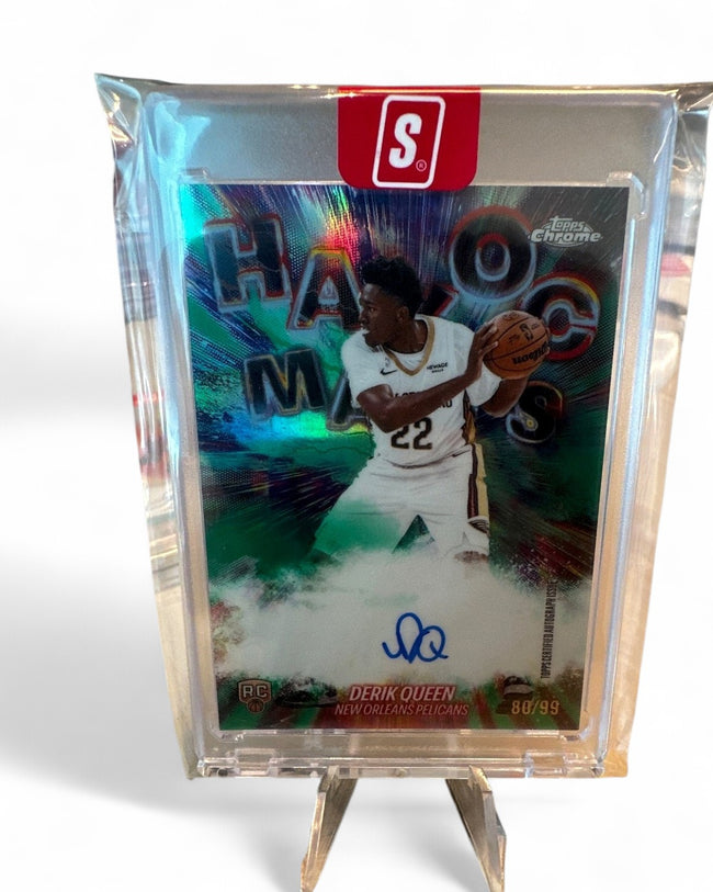2025-26 Topps Havoc Marks Derik Queen Green Rainbow #HM-DQ Rookie Auto 80/99