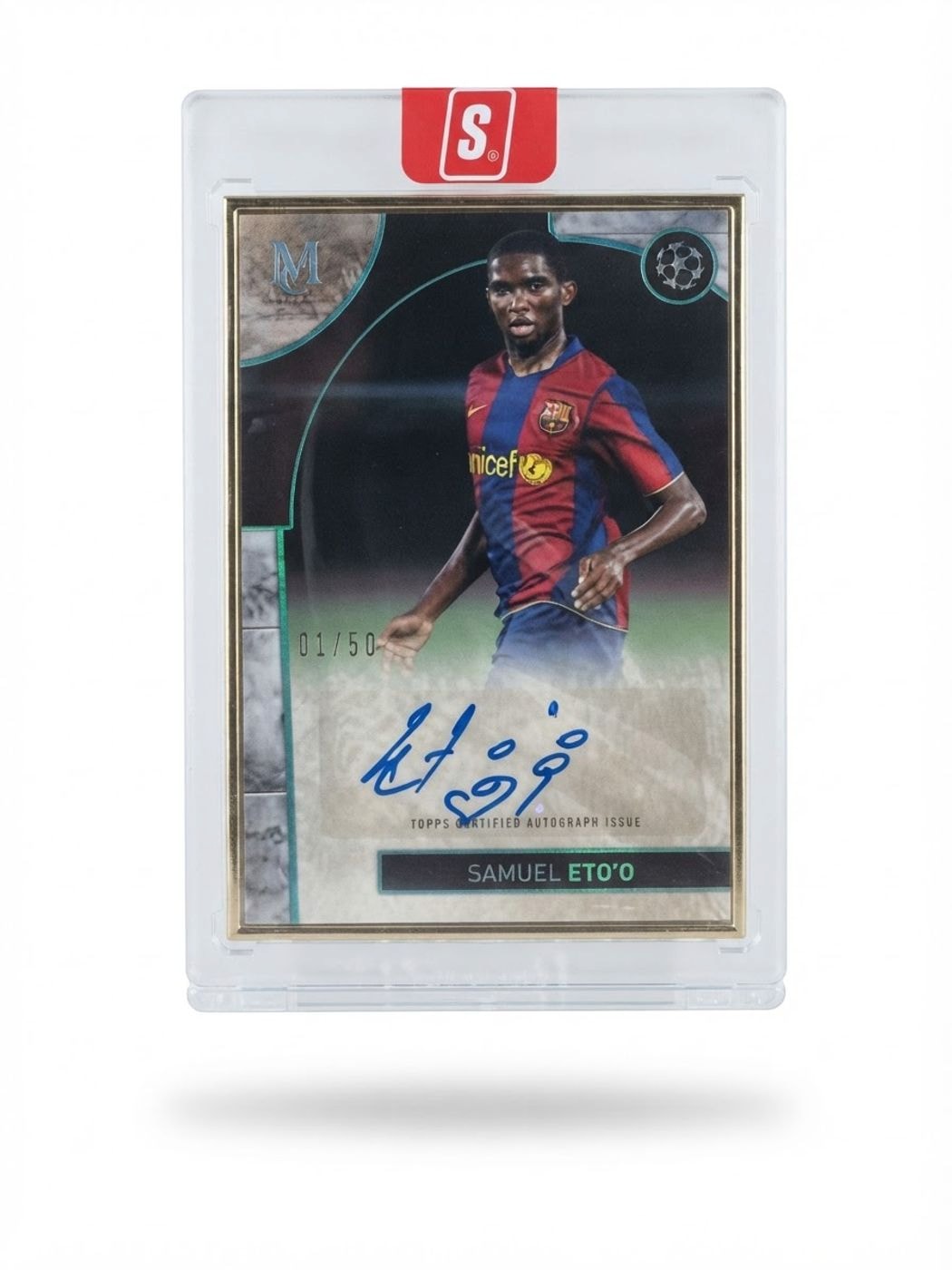 2025 Topps Museum Collection UEFA Club Competitions Auto Samuel Eto'o Gold #FA-SE Auto 01/50