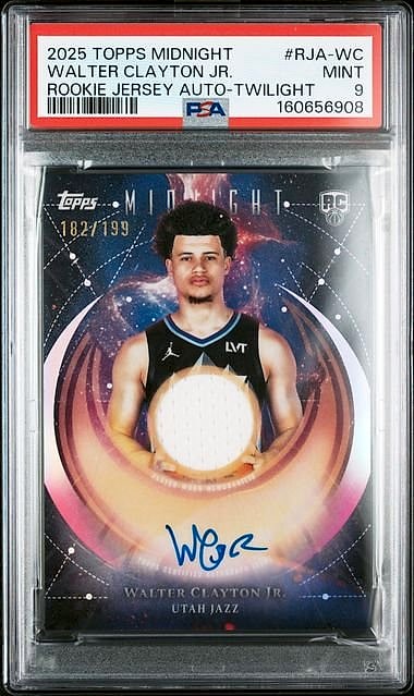 2025 Topps Midnight Jersey Auto Walter Clayton Jr. Twilight #RJA-WC Rookie Auto 182/199 PSA 9