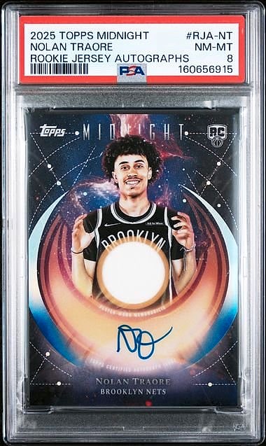 2025 Topps Midnight Nets Nolan Traore #RJA-NT Rookie Auto PSA 8