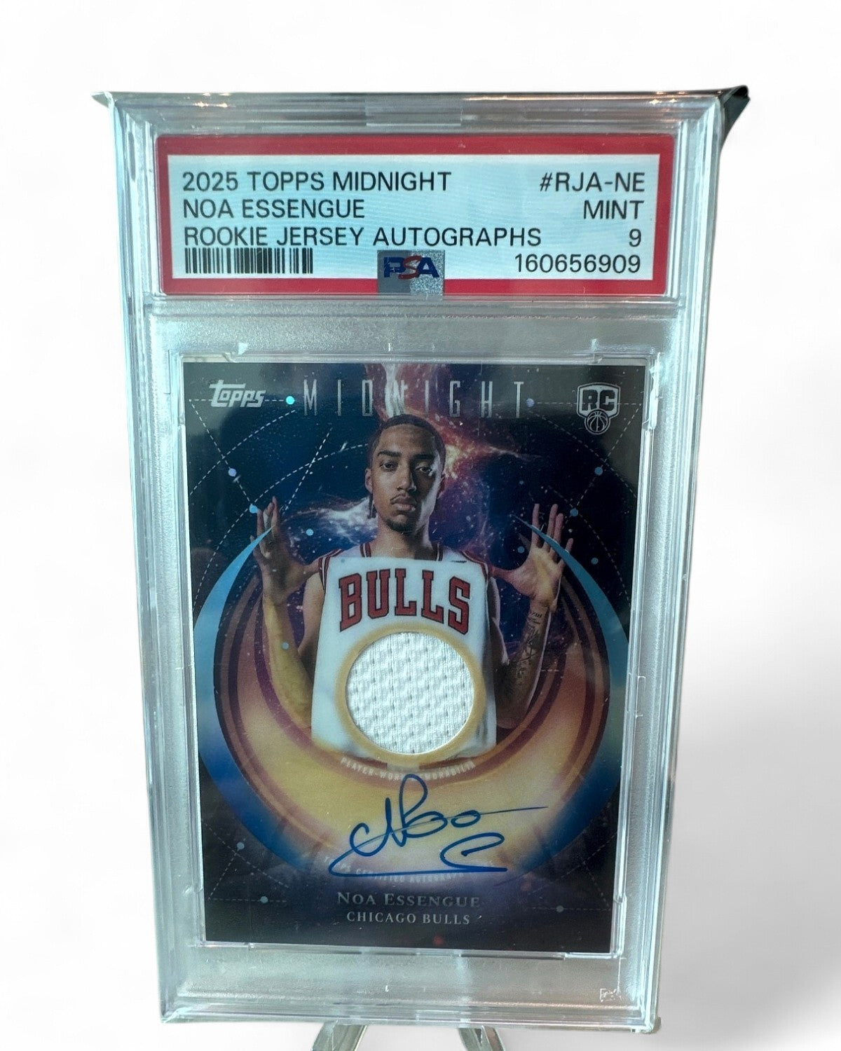 2025 Topps Midnight Rookie Jersey Autographs Noa Essengue #RJA-NE Rookie Auto PSA 9