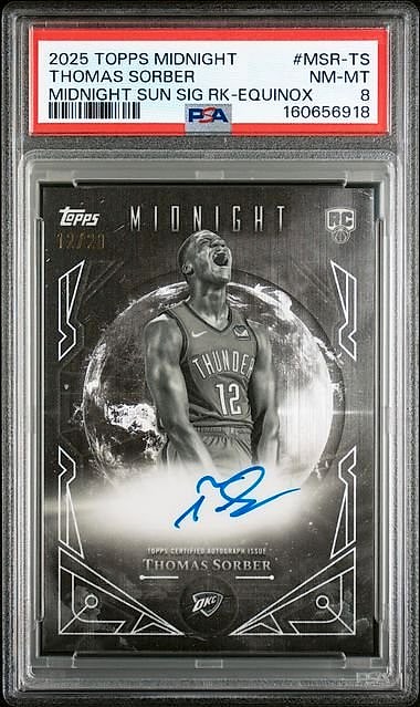 2025 Topps Midnight Sun Thomas Sorber Equinox #MSR-TS Rookie Auto 12/20 PSA 8