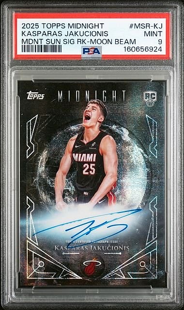 2025-26 Topps Midnight Sun Signatures Rookies Kasparas Jakucionis Moon Beam #MSR-KJ Rookie Auto PSA 9