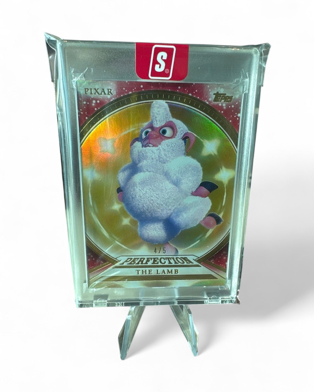 2025 Topps Pixar Gold Pixar Perfection (Encased) THE Lamb Red #PP-27 4/5