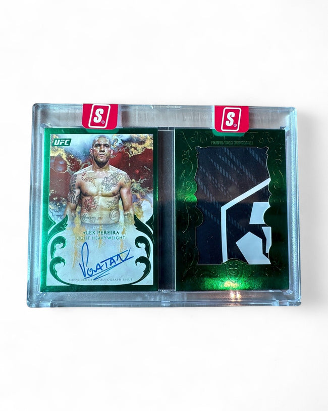 2025 Topps Royalty UFC Autographed Jumbo Relic Booklets Alex Pereira Green #AJR-AP Auto 5/5