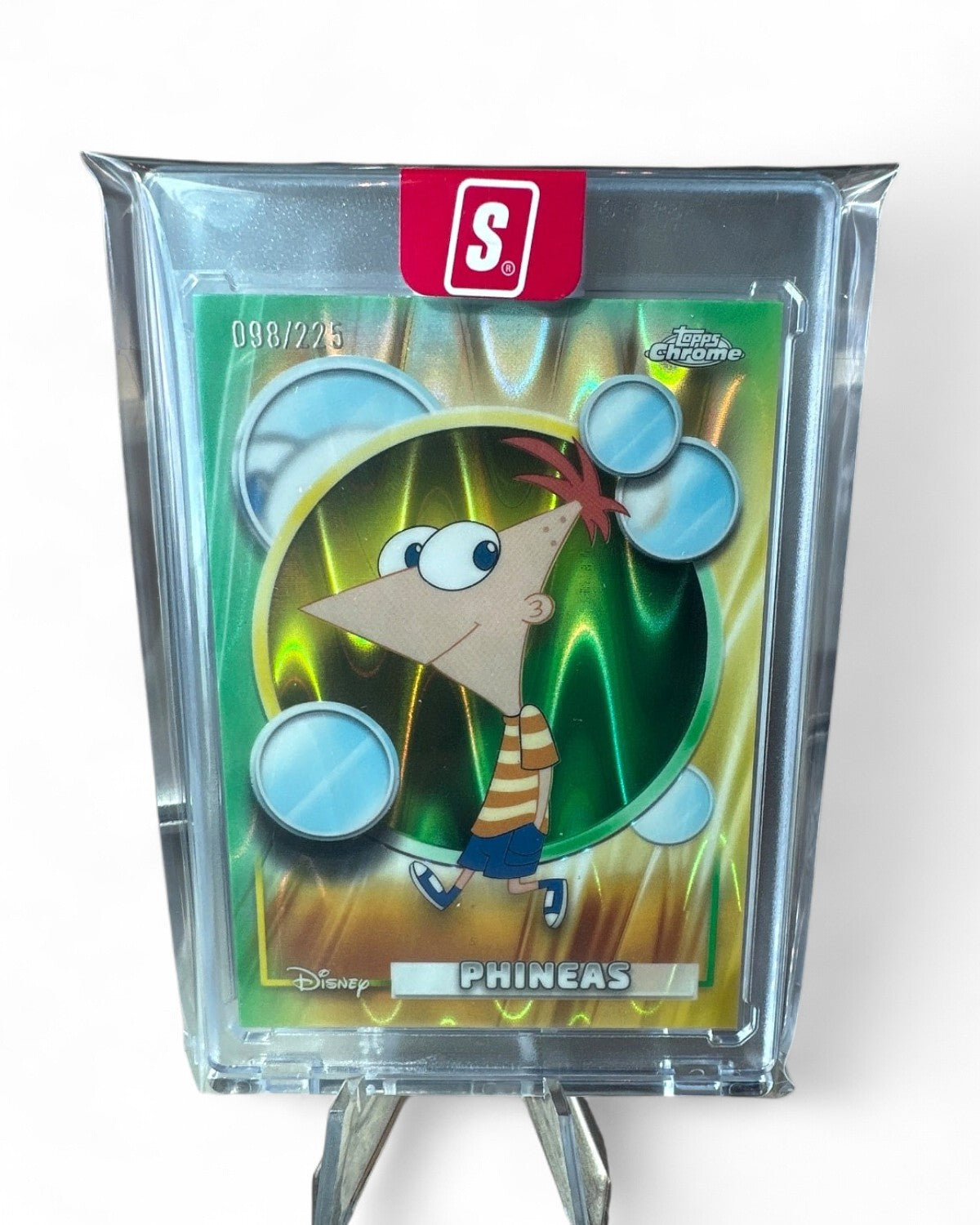 2026 Topps Chrome Disney Phineas Yellow & Green RayWave #115 098/225