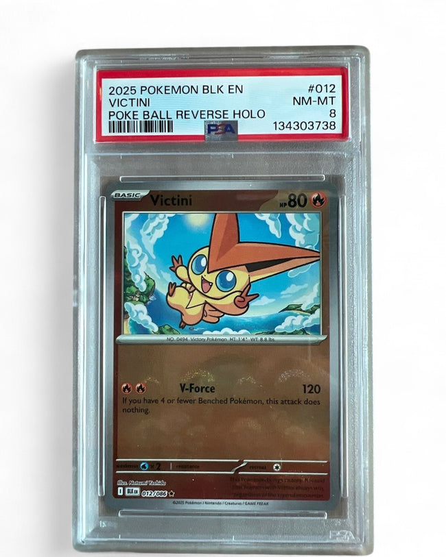 2025 Black Bolt Victini 012/086 (Poke Ball Pattern) PSA 8