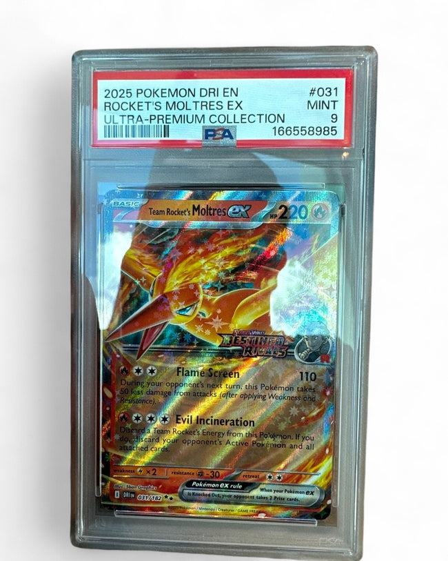 2025 Destined Rivals Team Rocket's Moltres Ex 031/182 PSA 9