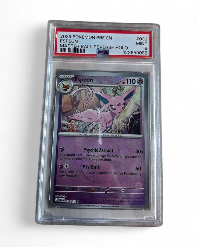2025 Prismatic Evolutions Espeon 033/131 (Master Ball Pattern) PSA 9