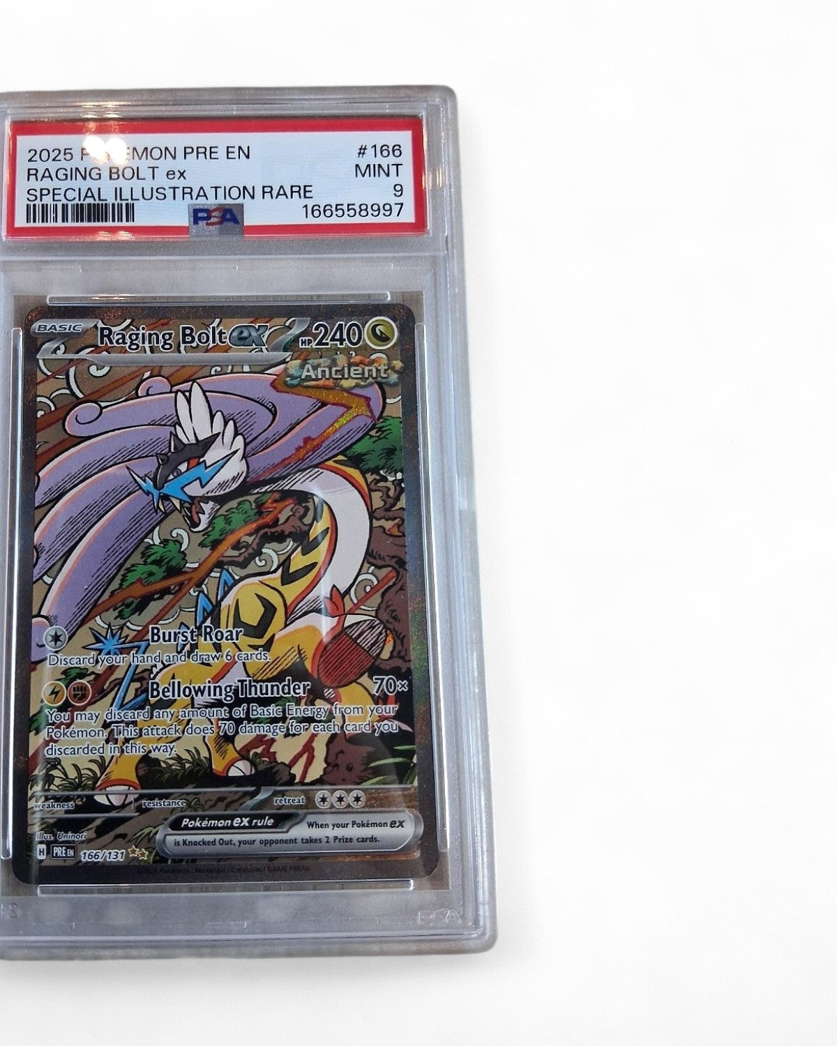 2025 Prismatic Evolutions Raging Bolt Ex 166/131 PSA 9