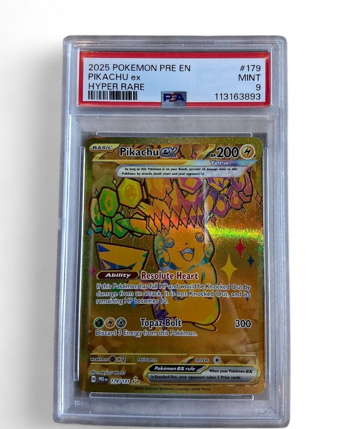 2025 Prismatic Evolutions Pikachu Ex 179/131 PSA 9