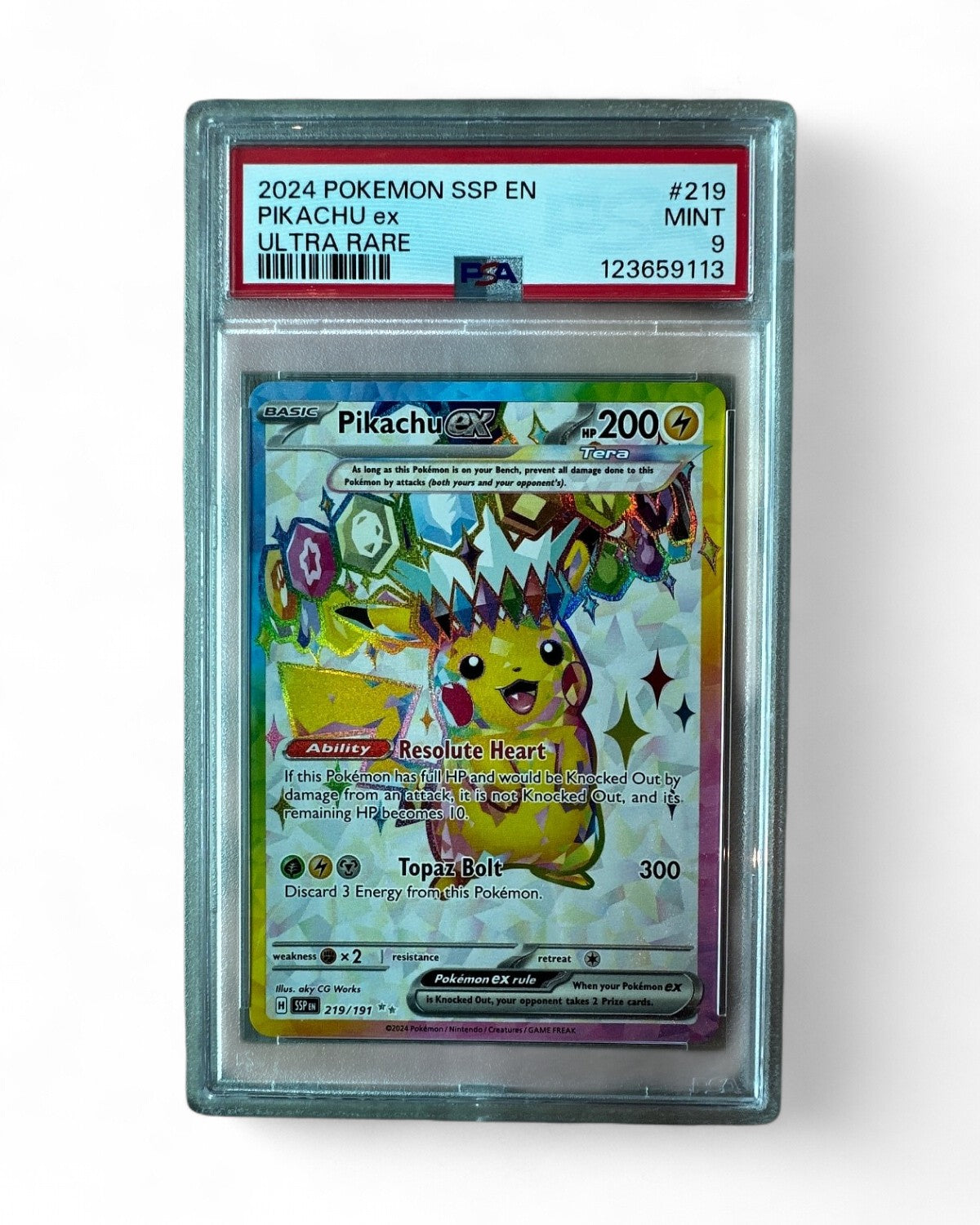 2024 Surging Sparks Pikachu Ex 219/191 PSA 9