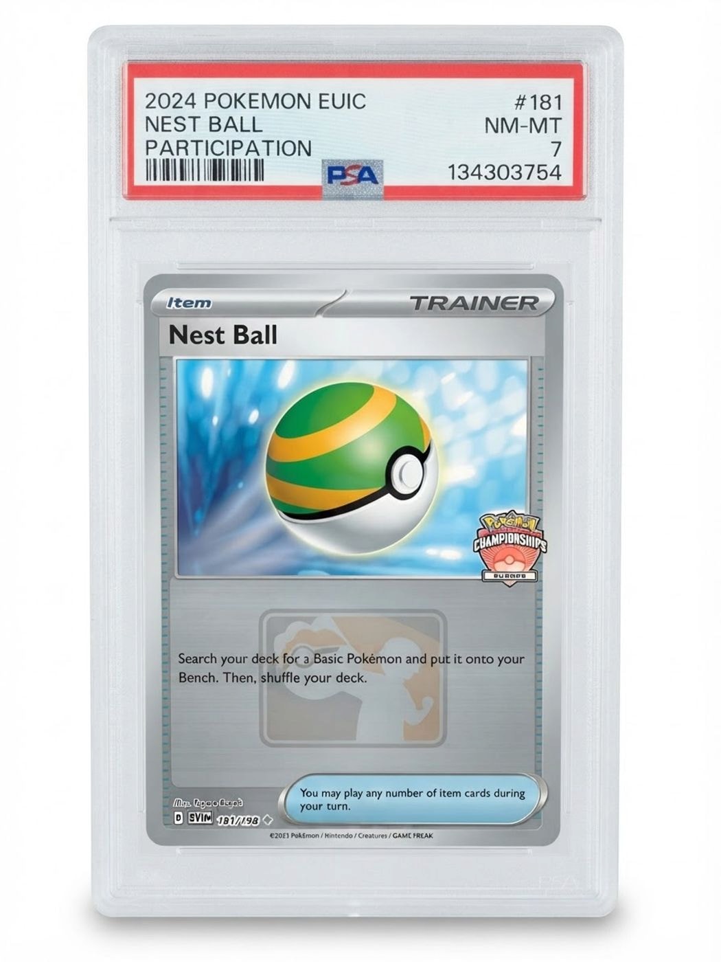2024 Scarlet & Violet Base Set Nest Ball 181/198 (Reverse Holo) PSA 7