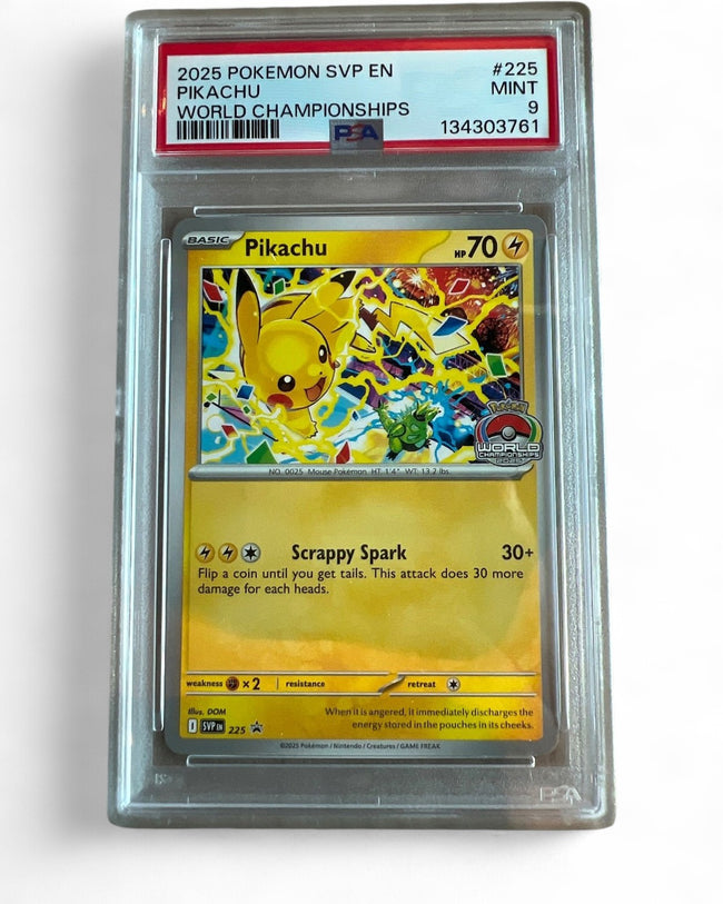 2025 Scarlet & Violet Promo Cards Pikachu - 225 225 (World Championship 2025) PSA 9