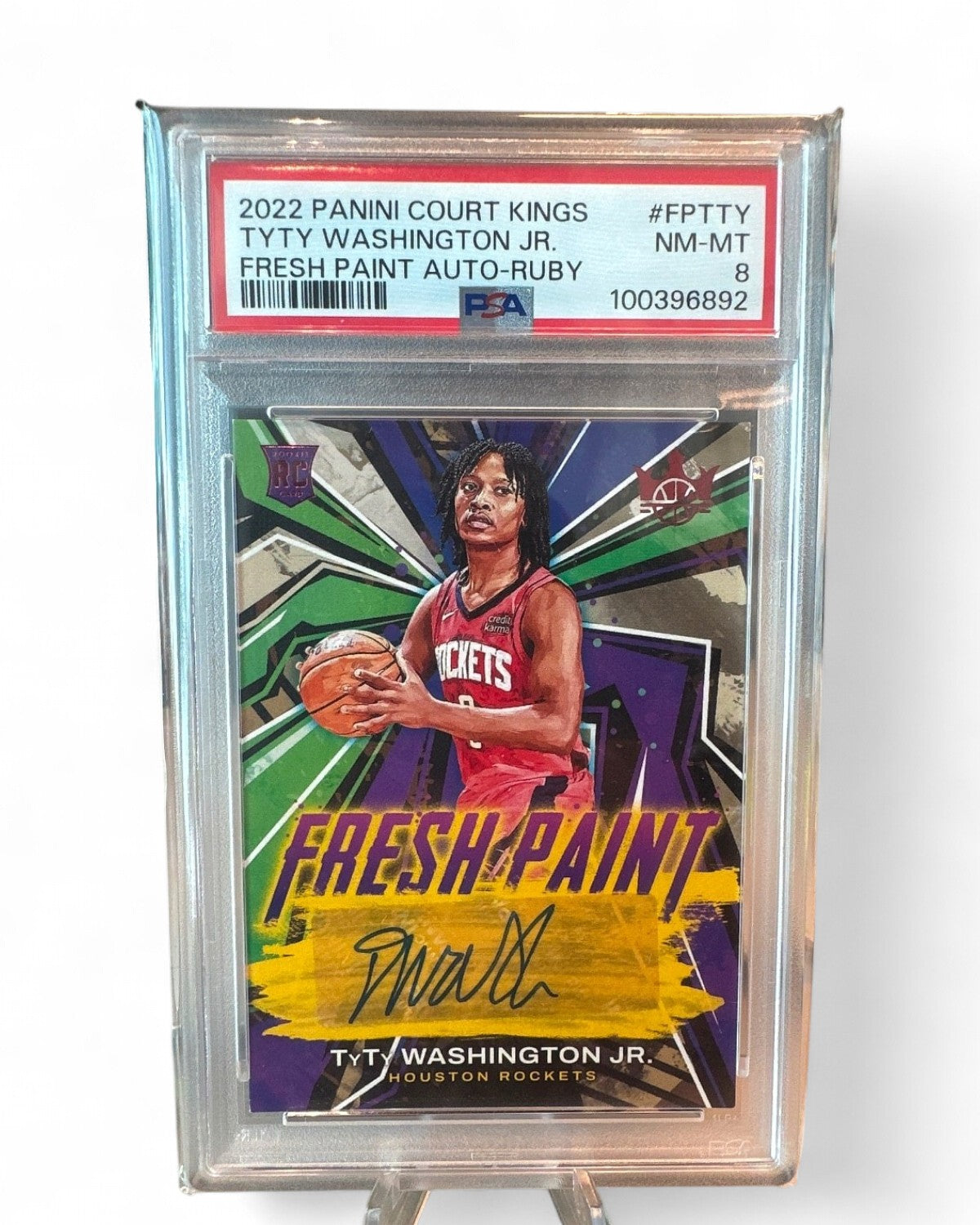 2022 Panini Court Kings TyTy Washington Jr. Ruby #FPTTY Rookie Auto PSA 8
