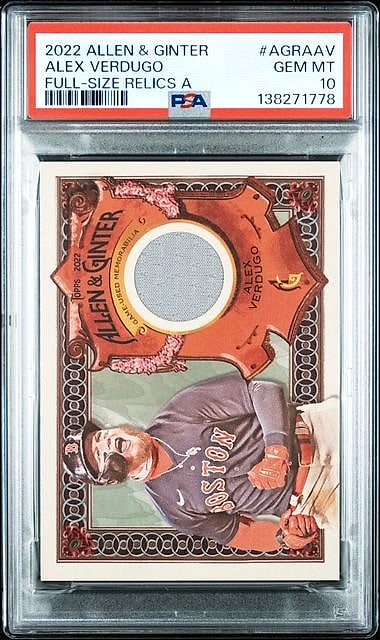 2022 Topps Allen & Ginter Relics (Pattern A) Alex Verdugo #AGRA-AV PSA 10