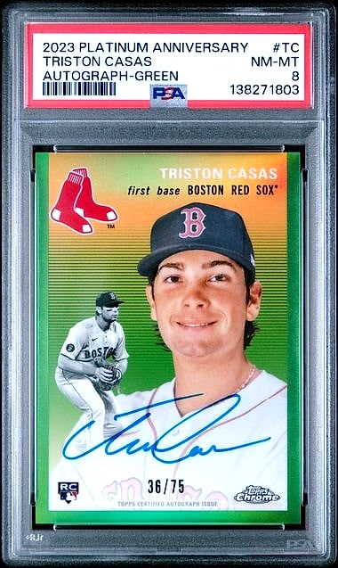 2023 Topps Chrome Platinum Anniversary Cpa Triston Casas Platinum #TC Rookie Auto 36/75 PSA 8