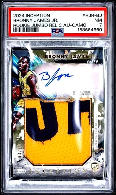 2024 Inception Relic Bronny James Jr. Camo #RJR-BJ Rookie Auto 93/99 PSA 7