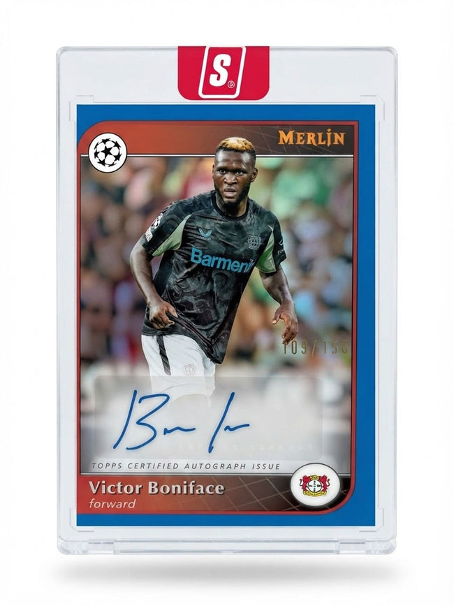 2024 Merlin Collections UEFA Club Competitions Victor Boniface Blue #AU-VB Auto 109/150