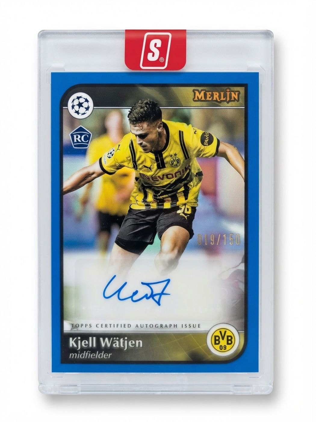 2024-25 Merlin UEFA Club Competitions Autographs Kjell Wätjen Blue Refractor #AU-KW Rookie Auto 018/150