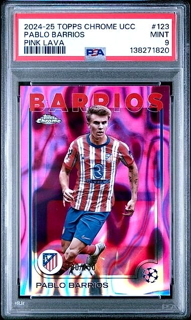 2024 Topps Chrome UCC Pablo Barrios Pink Lava #123 307/350 PSA 9