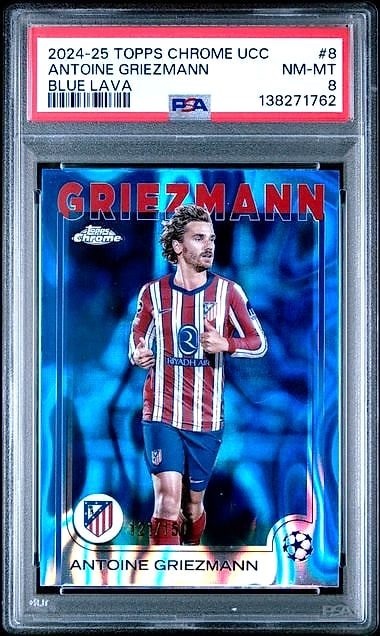 2024 Topps Chrome UCC Antoine Griezmann Blue Lava #8 121/150 PSA 8