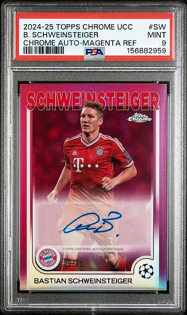 2024 Topps Chrome UCC Bastian Schweinsteiger Magenta Refractor #SW Auto PSA 9