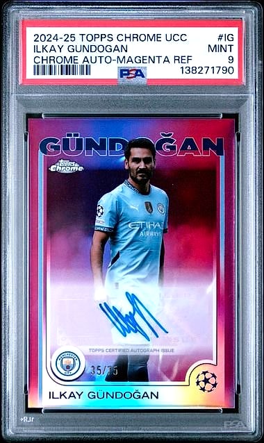 2024 Topps Chrome UCC Auto Ilkay Gündogan Magenta Refractor #IG Auto 35/75 PSA 9