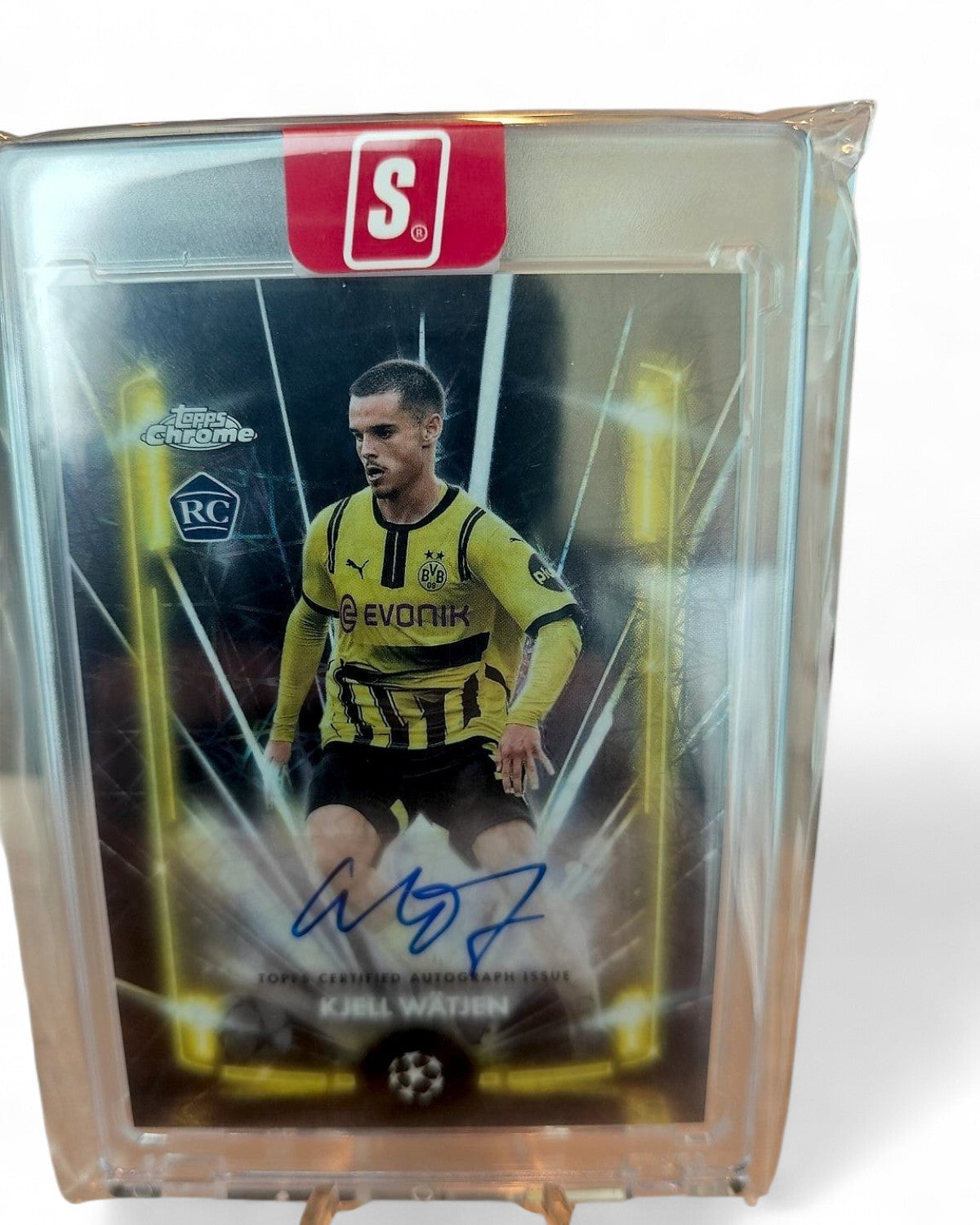 2024 Topps Chrome UEFA Black Lazer Autograph Kjell Watjen Gold #BLA-KW Rookie Auto