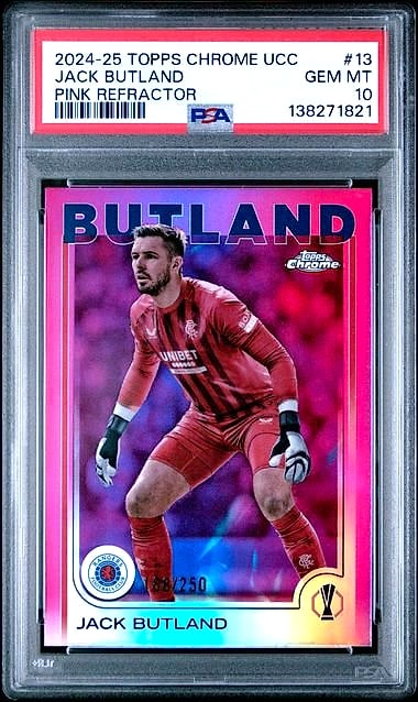 2024-25 Topps Chrome UEFA Club Competitions Jack Butland Pink Refractor #13 188/250 PSA 10