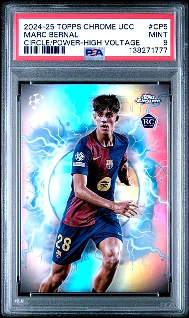 2024-25 Topps Chrome UEFA Club Competitions Circle of Power Marc Bernal High Voltage #CP-5 Rookie PSA 9