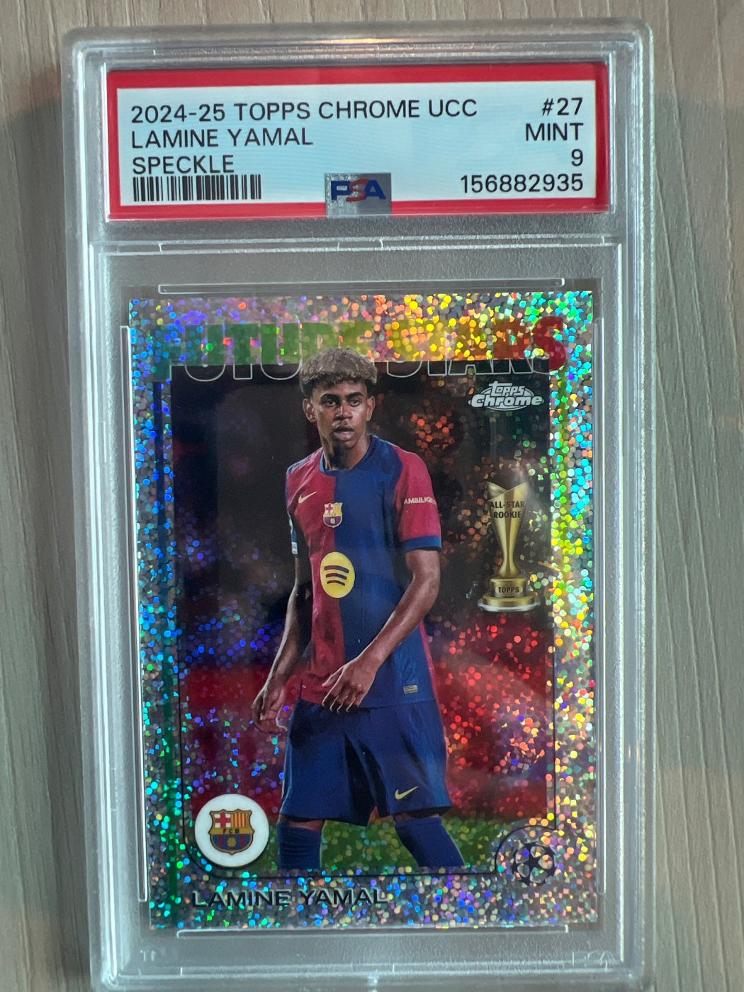 2024-25 Topps Chrome UEFA Champions League Future Stars Speckle Psa Lamine Yamal Speckle #27 Rookie PSA 9