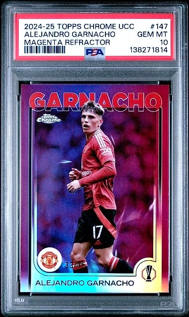 2024 Topps Chrome UCC Red Alejandro Garnacho Magenta Refractor #147 PSA 10