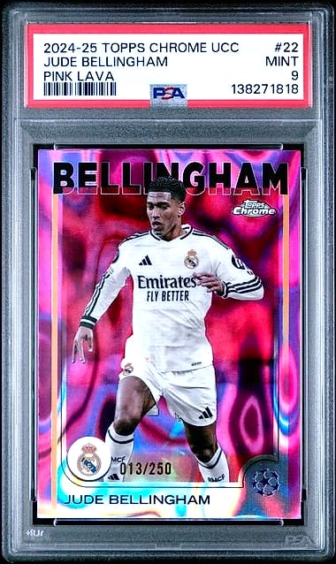 2024 Topps Chrome UCC Uefa Jude Bellingham Pink Lava #22 013/250 PSA 9