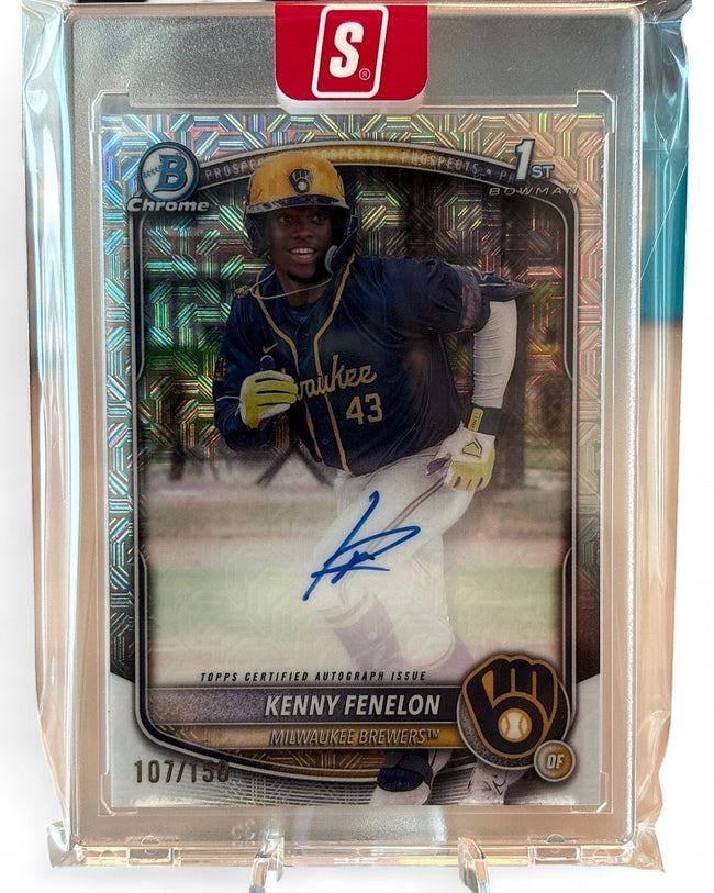 2025 Bowman Chrome Prospect Autograph Kenny Fenelon Blue Mojo Refractor #CPA-KF Rookie Auto 107/150