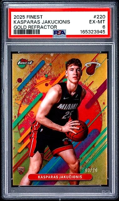 2025-26 Finest Kasparas Jakucionis Rare Gold #220 Rookie 01/20 PSA 6