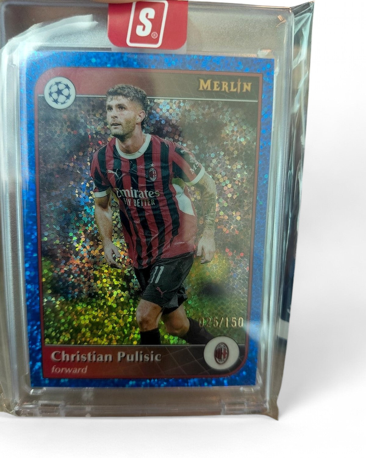 2025 Merlin Collections UEFA Champions League Christian Pulisic Blue Sparkle #76 025/150