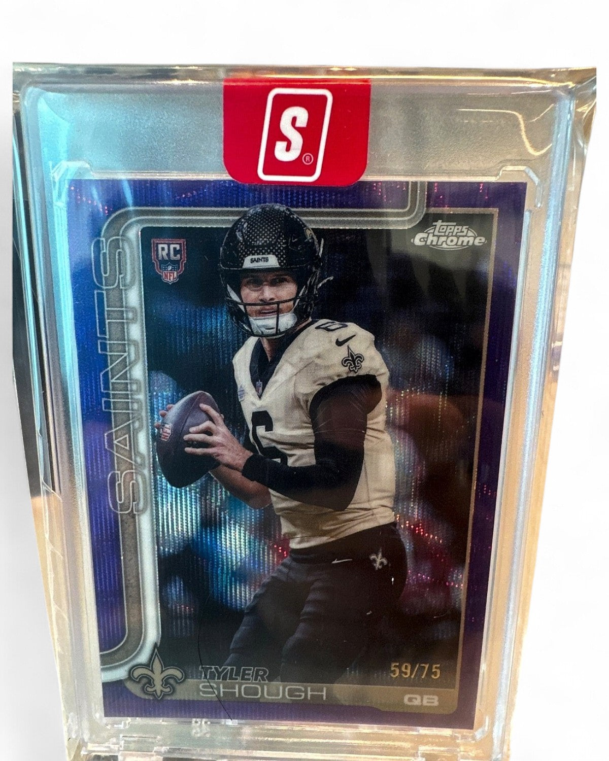 2025 Topps Chrome Tyler Shough Purple Wave Refractor #398 Rookie 59/75