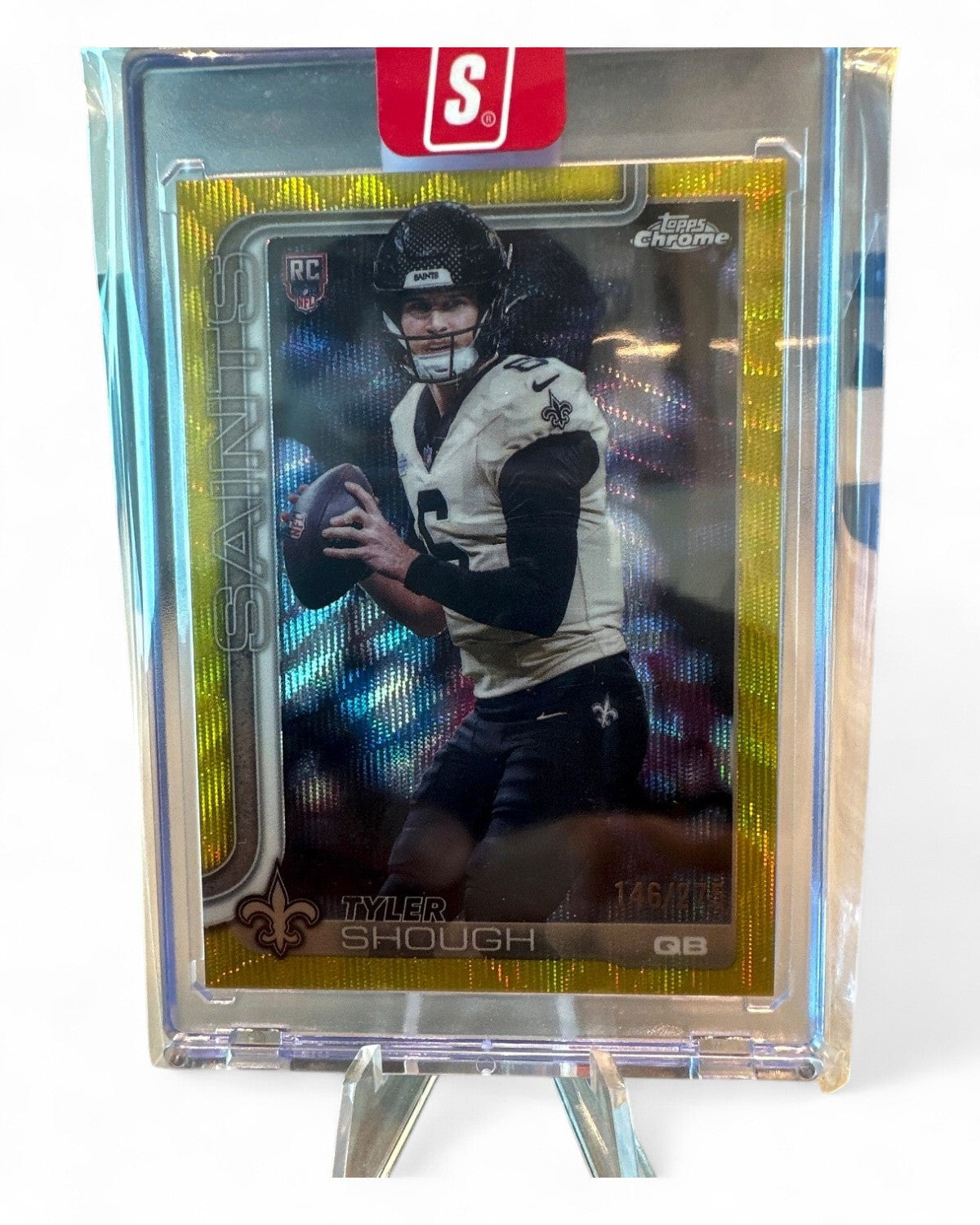 2025 Topps Chrome Tyler Shough Yellow Wave Refractor #398 Rookie 146/275