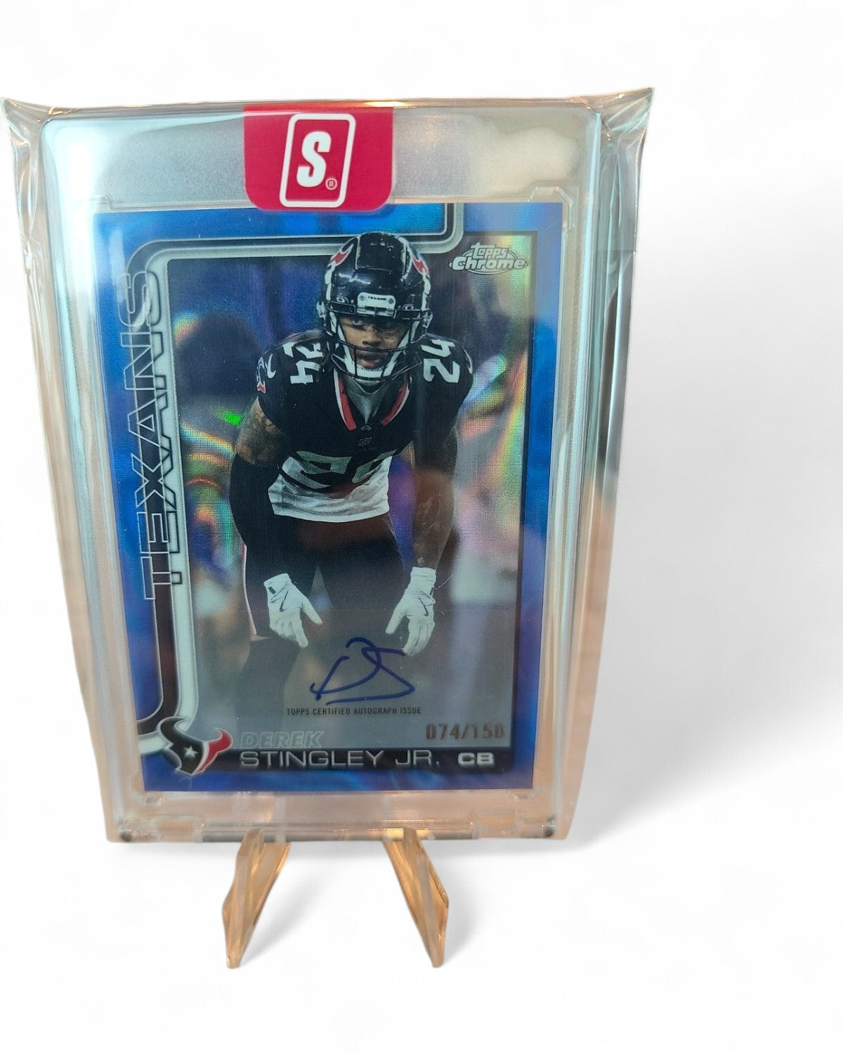 2025 Topps Chrome Autographs Derek Stingley Jr. Blue Refractor #BA-DSJ Auto 074/150