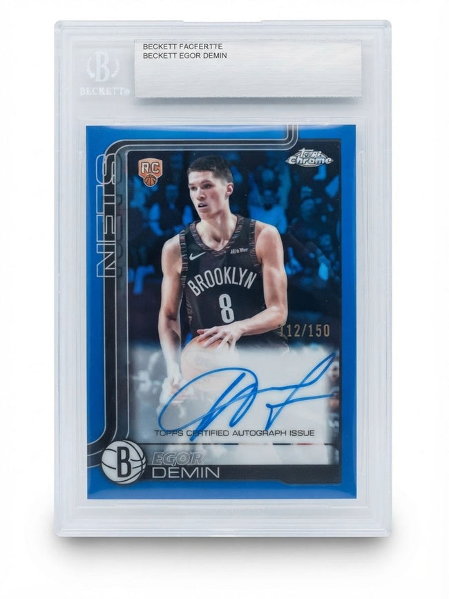 2025 Topps Chrome Auto Nets Egor Demin Blue Refractor Rookie Auto 112/150