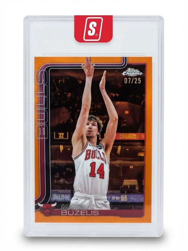2025 Topps Chrome Basketball Bulls Matas Buzelis Orange Refractor #231 Rookie 07/25