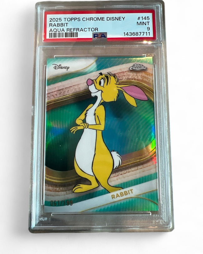 2025 Topps Chrome Disney Rabbit Aqua Refractor #145 061/199 PSA 9