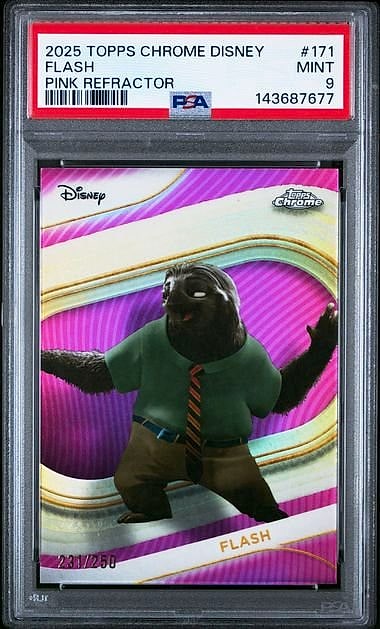 2025 Topps Chrome Disney Flash Pink Refractor #171 231/250 PSA 9