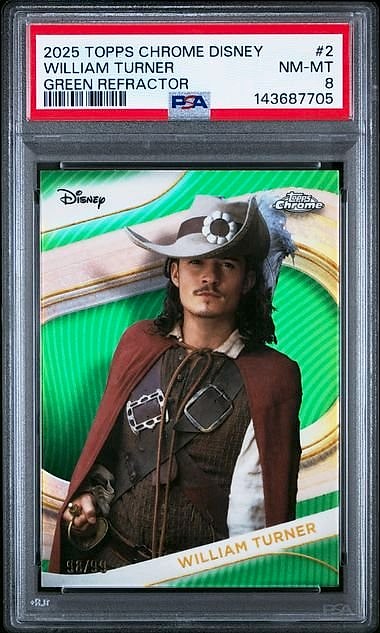 2025 Topps Chrome Disney William Turner Green Refractor #2 98/99 PSA 8