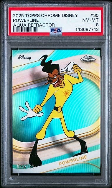 2025 Topps Chrome Disney Powerline Aqua Refractor #35 025/199 PSA 8