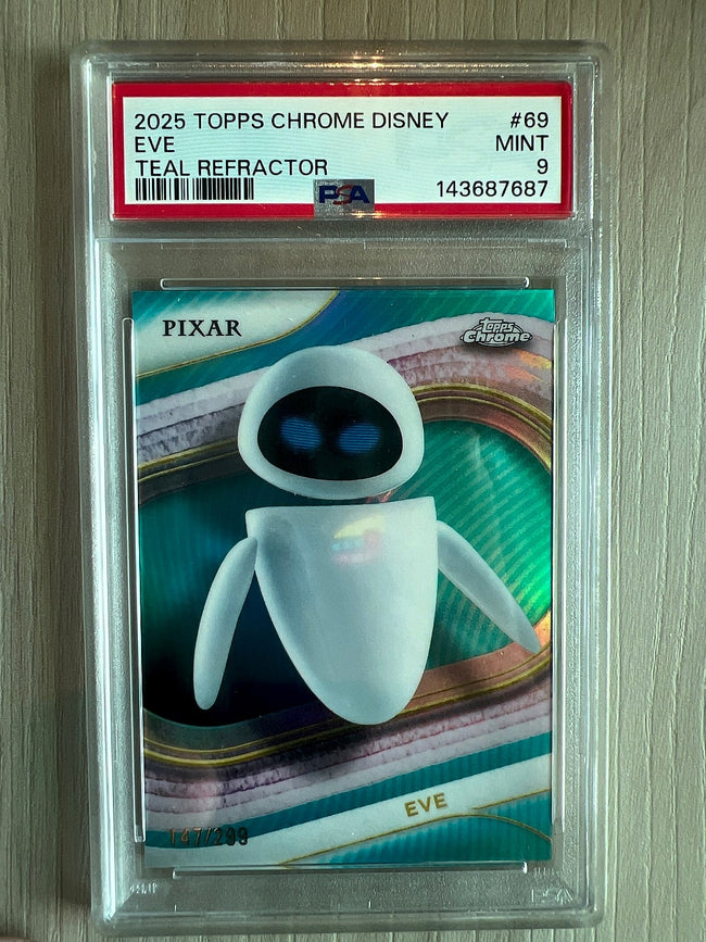 2025 Topps Chrome Disney EVE Teal Refractor #69 147/299 PSA 9