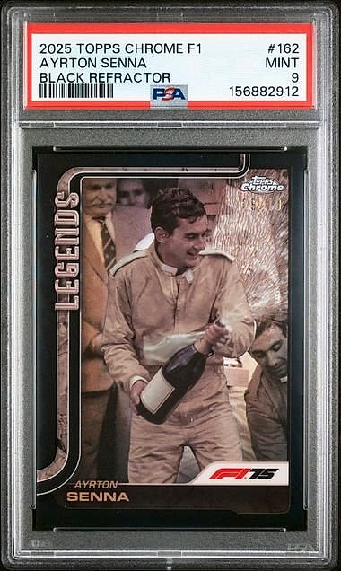 2025 Topps Chrome F1 Legends Ayrton Senna Black Refractor #162 PSA 9