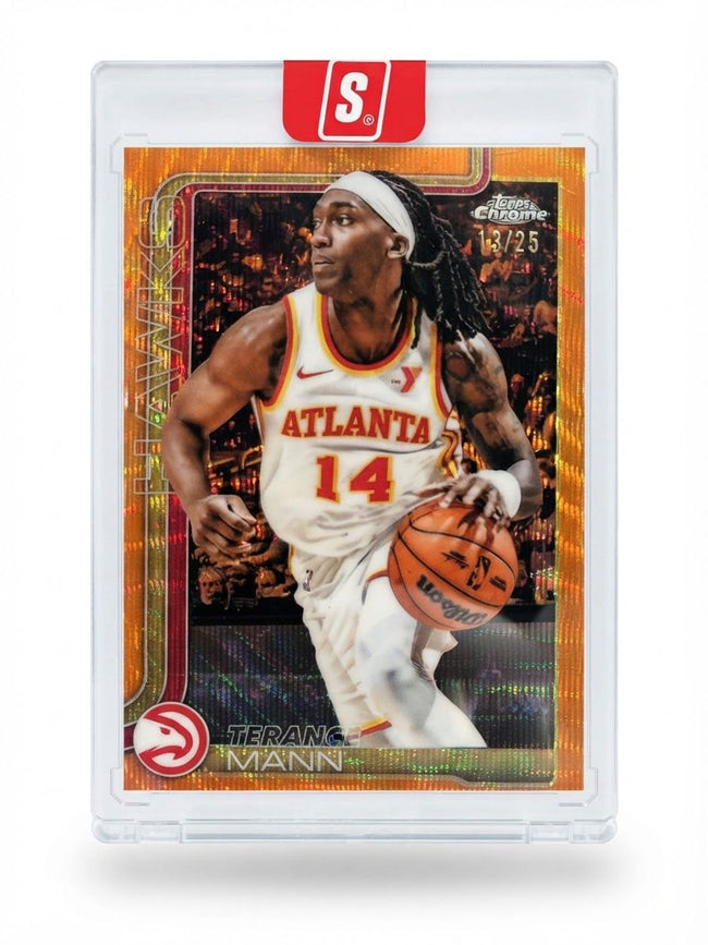 2025 Topps Chrome Hawks Terance Mann Orange Wave Refractor #9 13/25