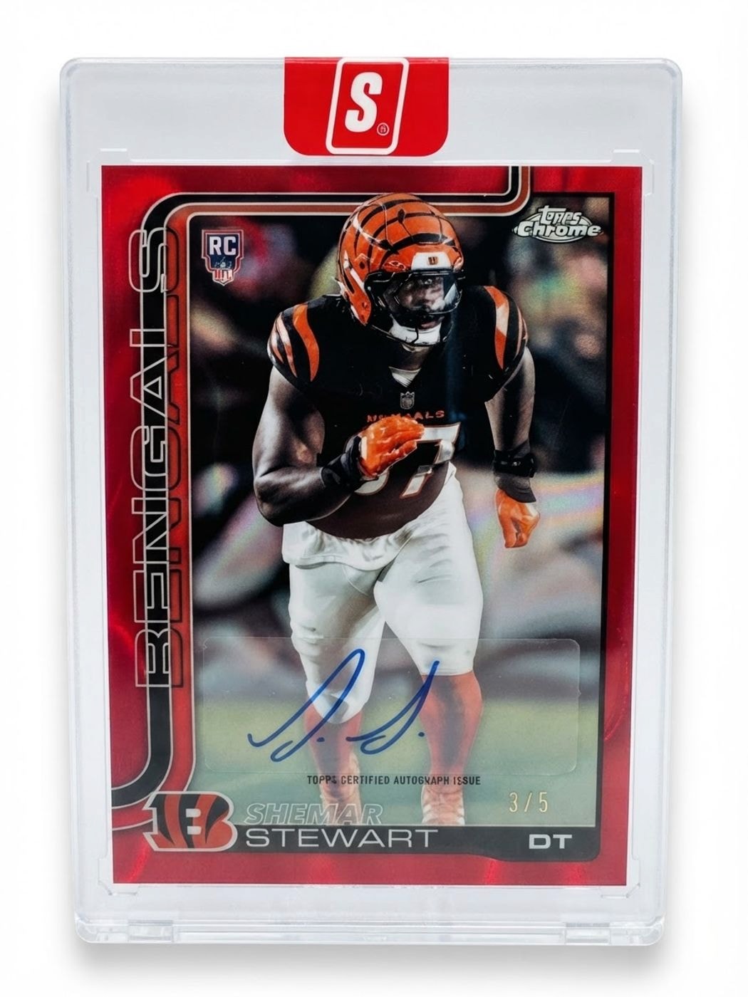 2025 Topps Chrome Rookies Autographs Shemar Stewart Red Refractor #RA-SS Rookie Auto 3/5